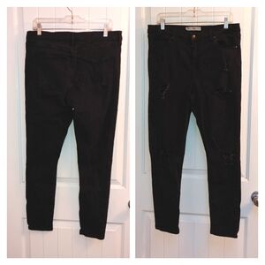 Popshop Moto Jamie Black stretchy men destructed distressed jeans W34 L32